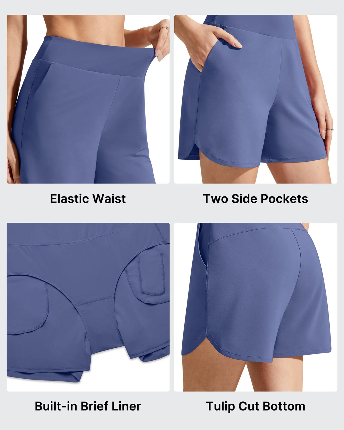 Chillwhisp Built-in Brief Liner High Waist Athletic Shorts