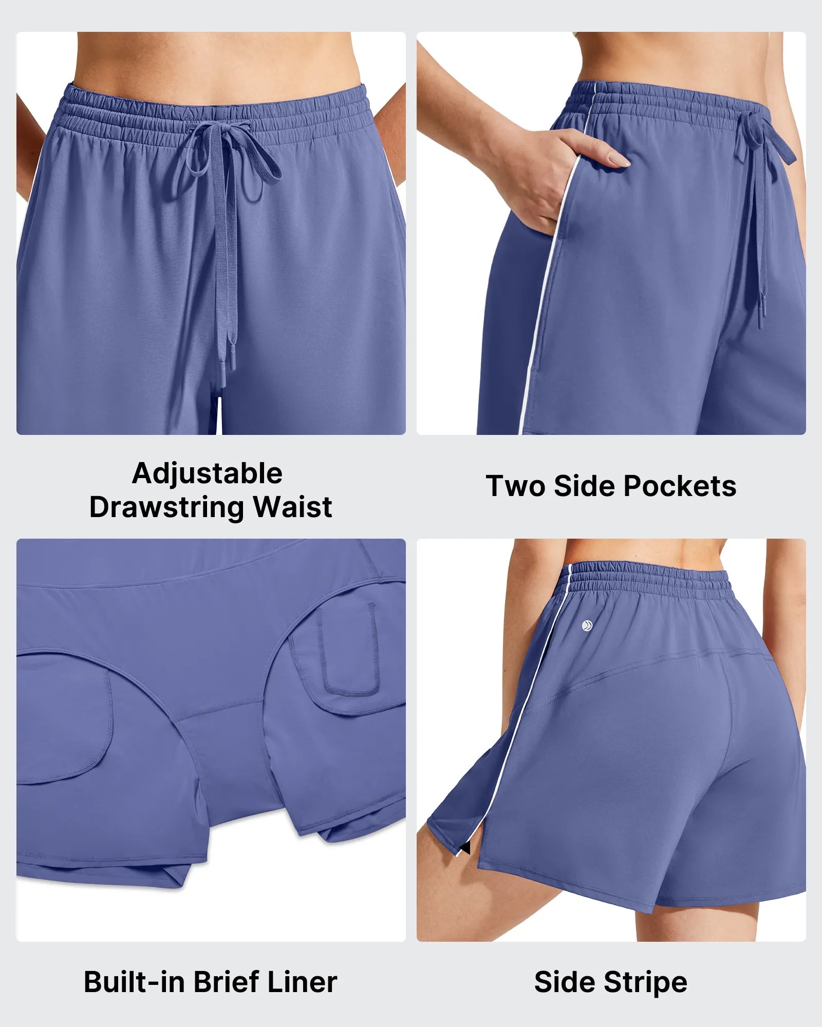 Chillwhisp Built-in Shorts Split Running Shorts 3''