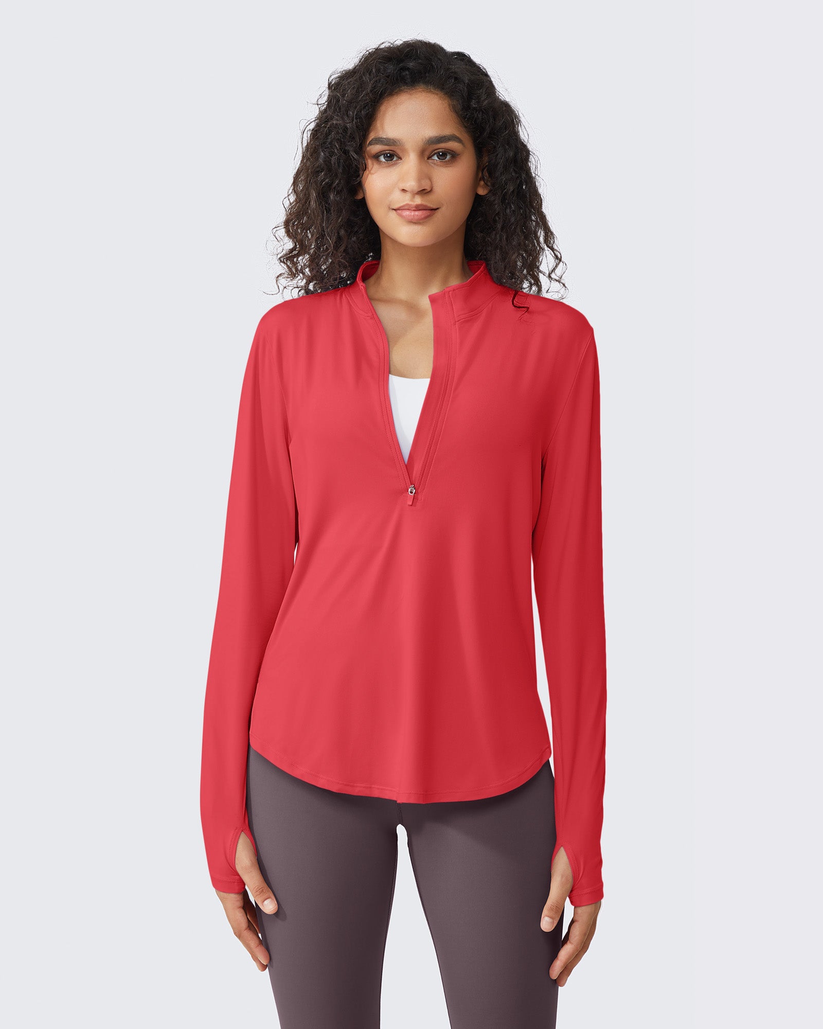 Quick Dry High Neck Sun Half Zip Tops - G4Free