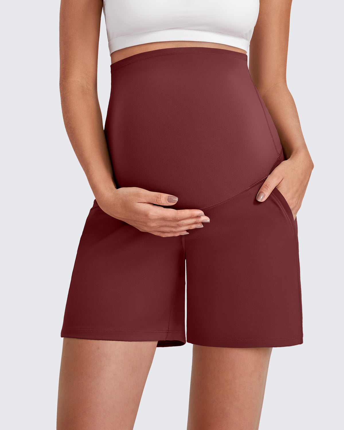 Over The Belly Pregnancy Athletic Shorts 6'' - G4Free