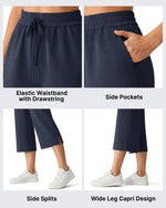 G4Free Smoofit Drawstring Wide Leg Capri Pants with Pockets