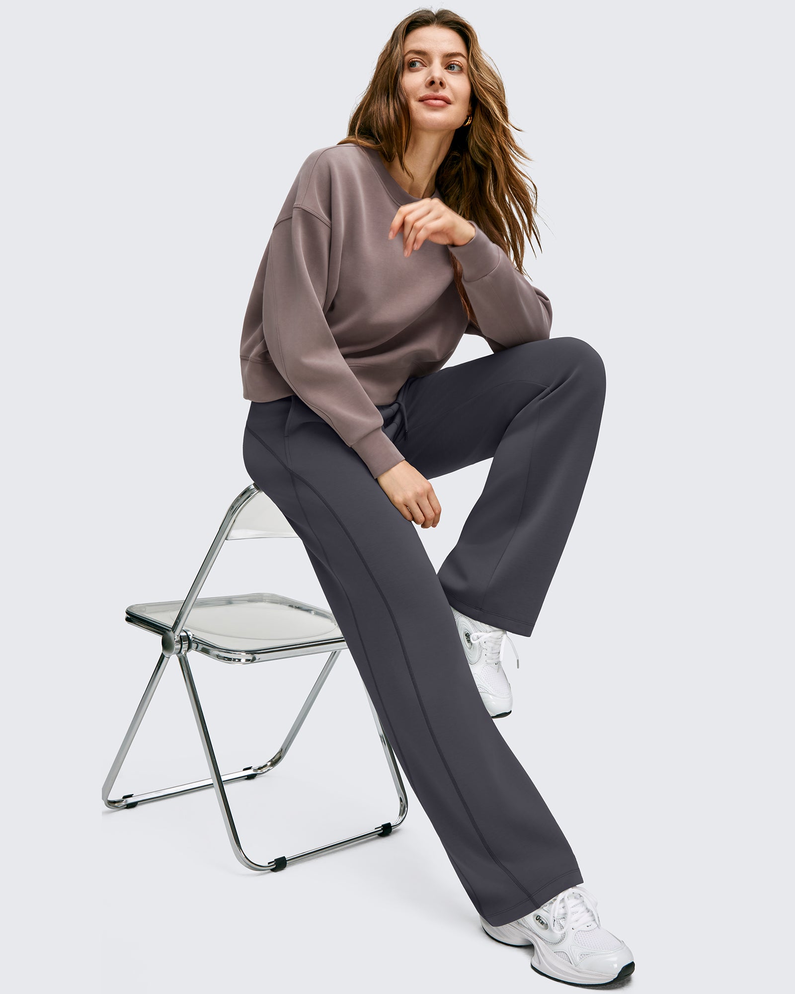 Smoofit Wide Leg Drawstring Double Layer Waist Pants