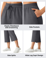 G4Free Smoofit Drawstring Wide Leg Capri Pants with Pockets
