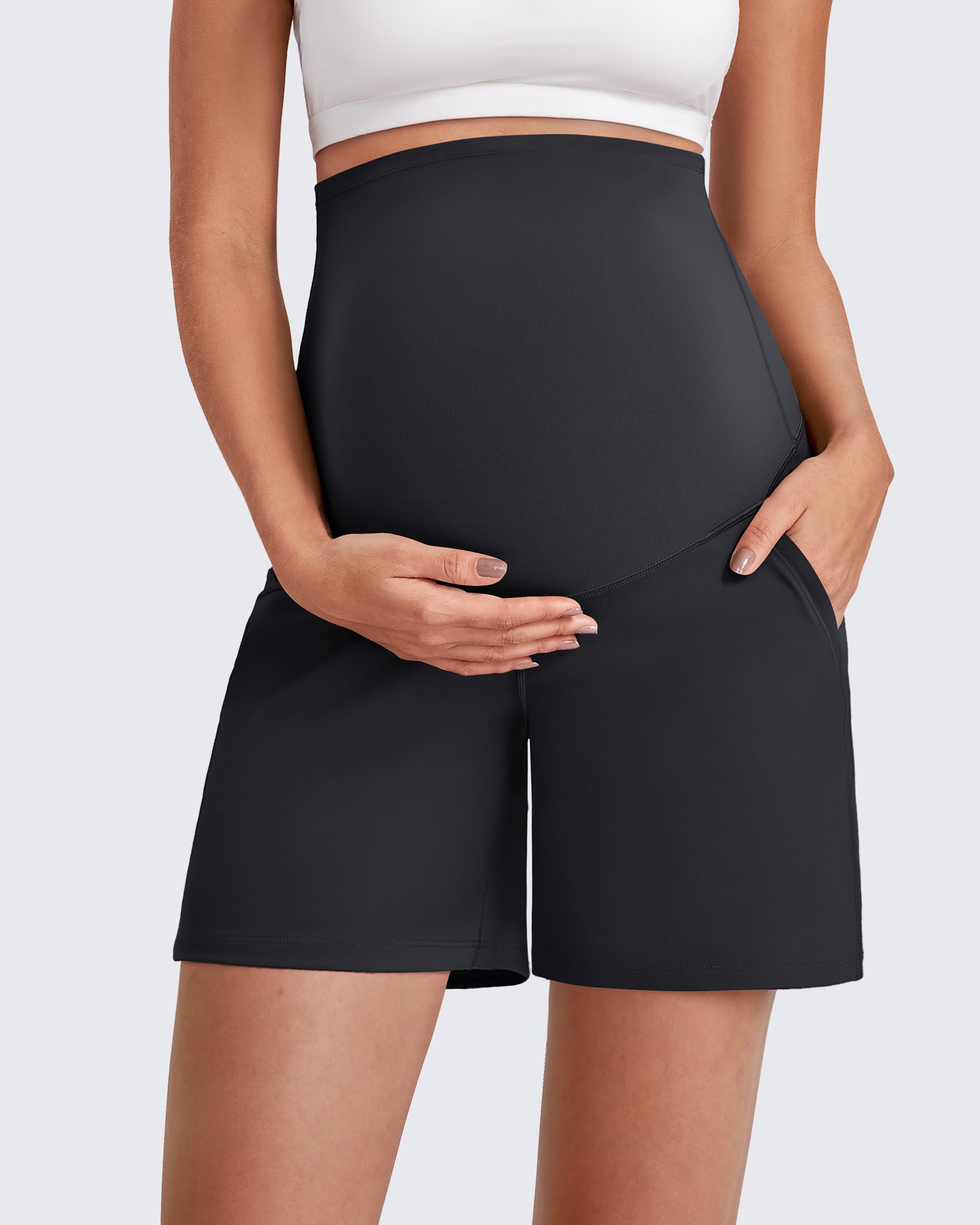 Over The Belly Pregnancy Athletic Shorts 6'' - G4Free