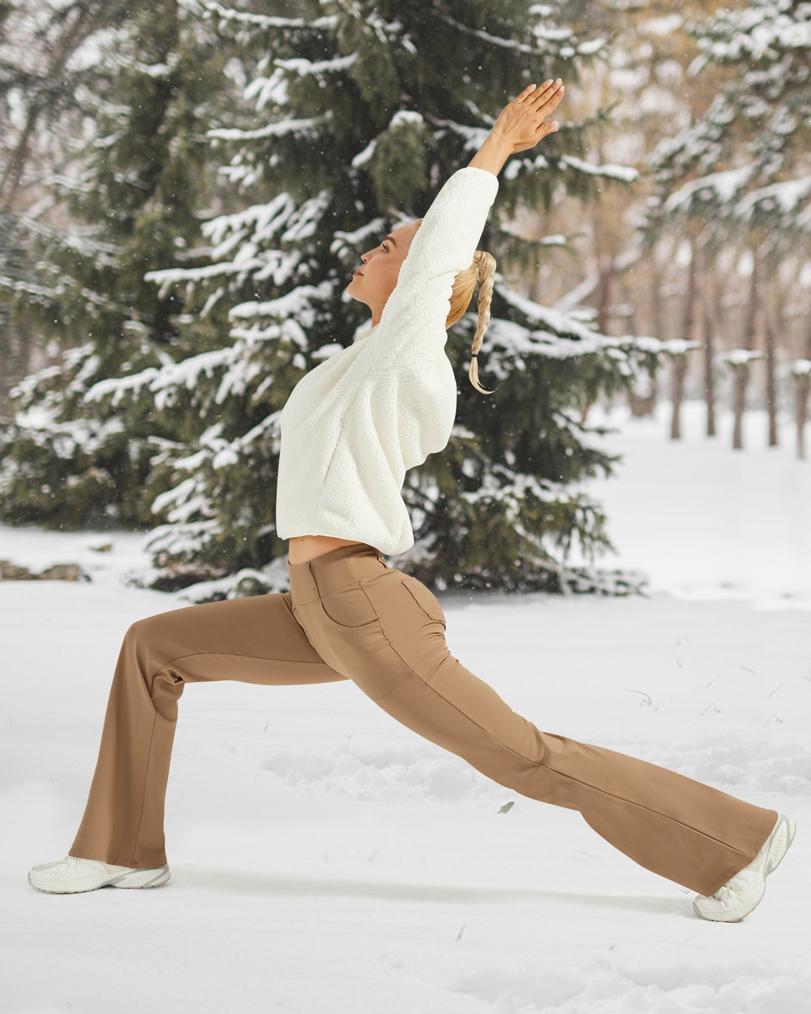 Fleece Lined High-Waist Work Flare Pants - G4Free