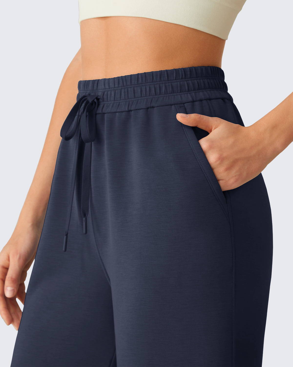 G4Free Smoofit Drawstring Wide Leg Capri Pants with Pockets