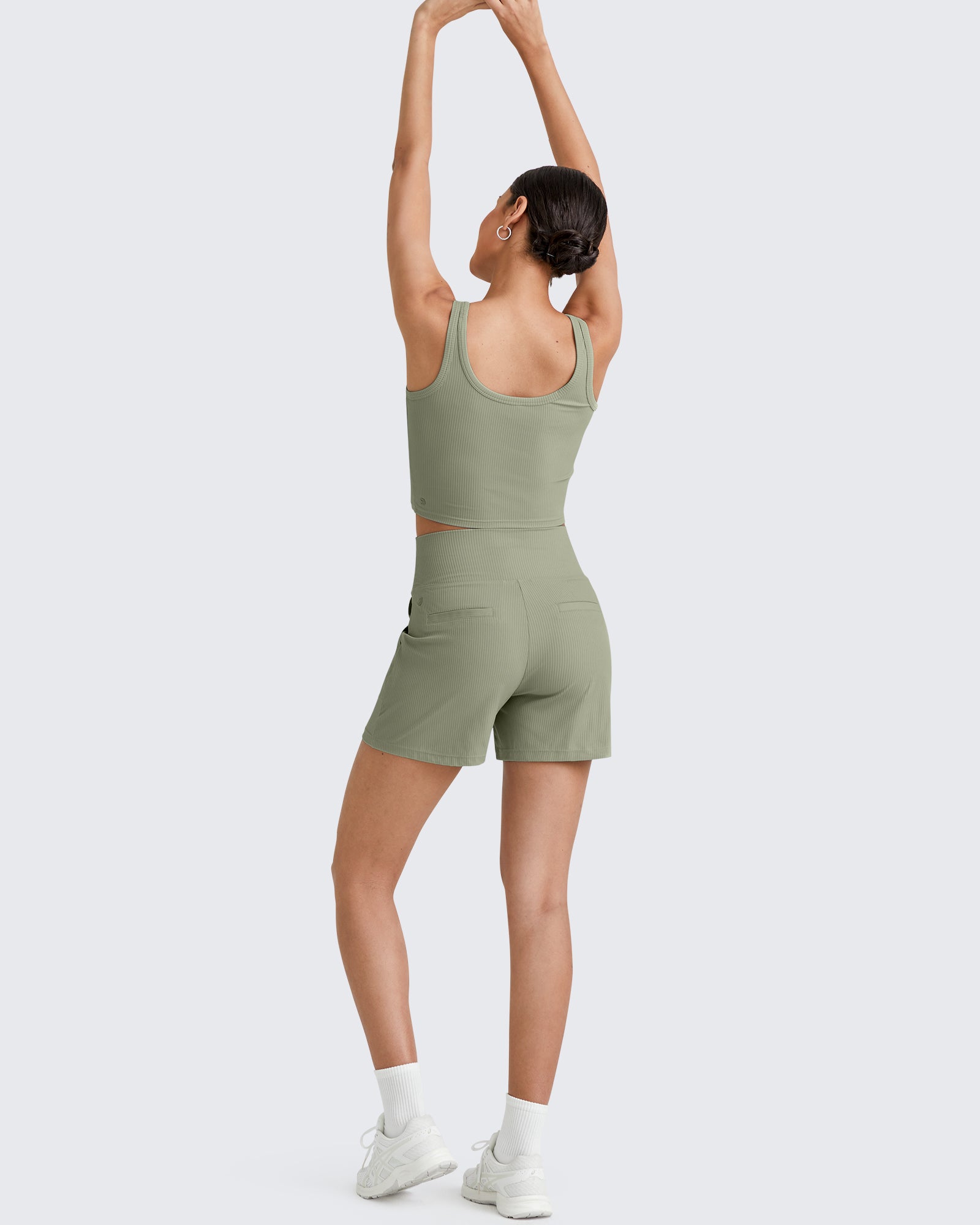 Ribbed High-Rise Dressy Casual Shorts