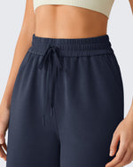 G4Free Smoofit Drawstring Wide Leg Capri Pants with Pockets