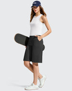 Ribbed Bermuda High-Waist Knee Length Shorts 11''