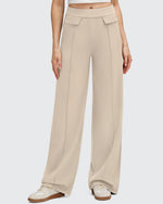 Pantalones Elegantes de Pierna Ancha EverGoing con Bolsillos de Solapa