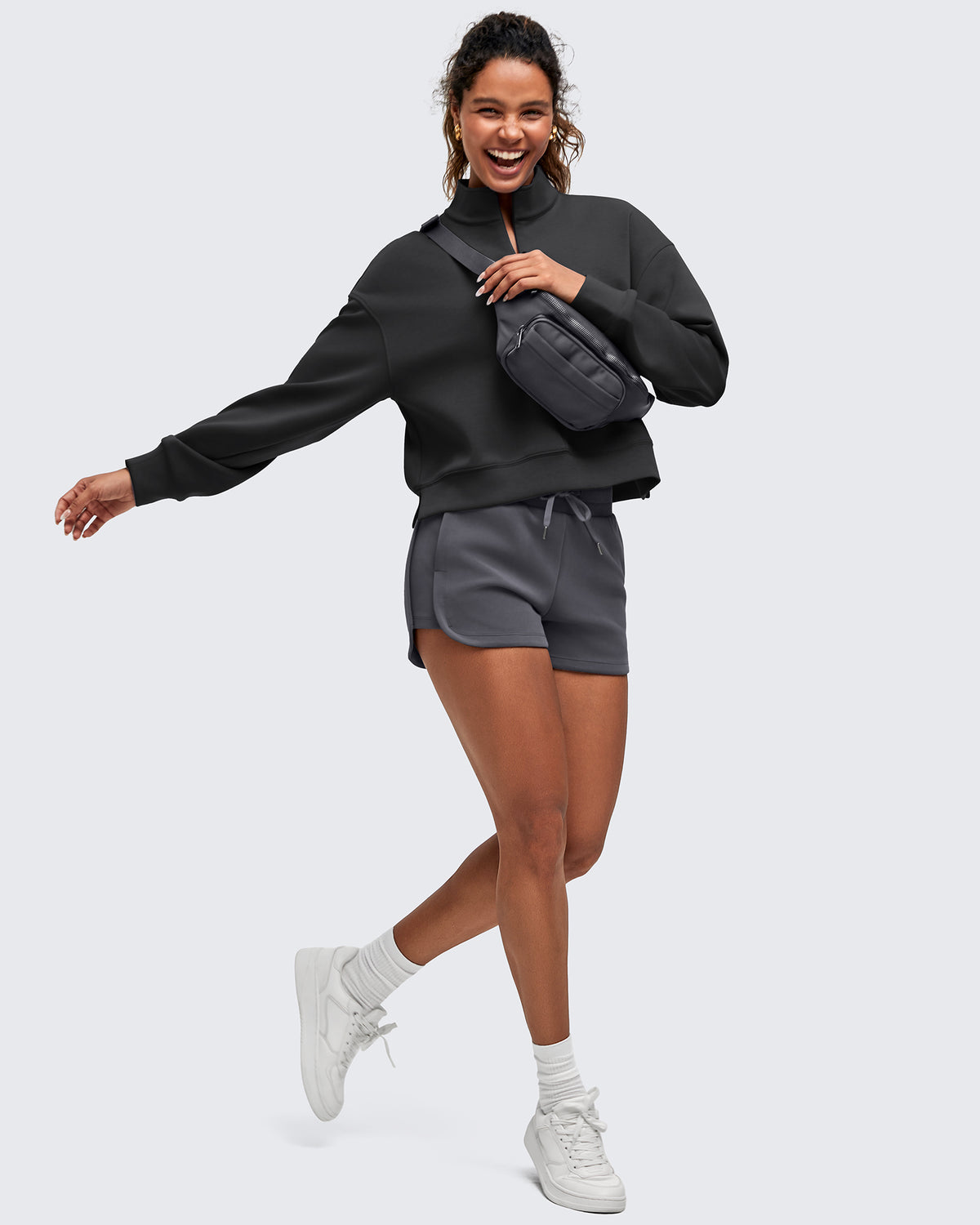 Smoofit Half-Zip Mock Neck Long Sleeve Sweatshirts - G4Free
