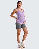 Square Neck Ruched Pregnancy Workout Tanks - G4Free