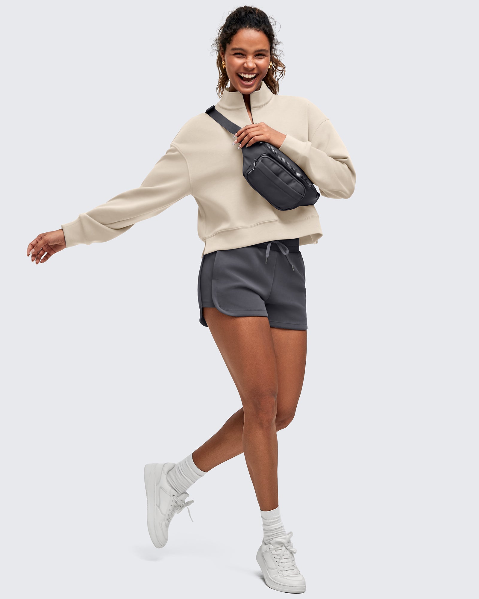 Smoofit Half-Zip Mock Neck Long Sleeve Sweatshirts - G4Free