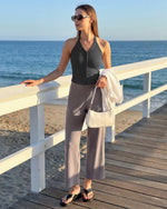 G4Free Ribbed Backless Halter Crop Cami