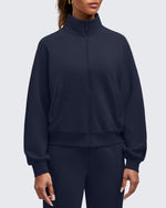 Smoofit Mock Neck Zip Up Pockets Jackets