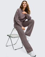 Smoofit Wide Leg Drawstring Double Layer Waist Pants