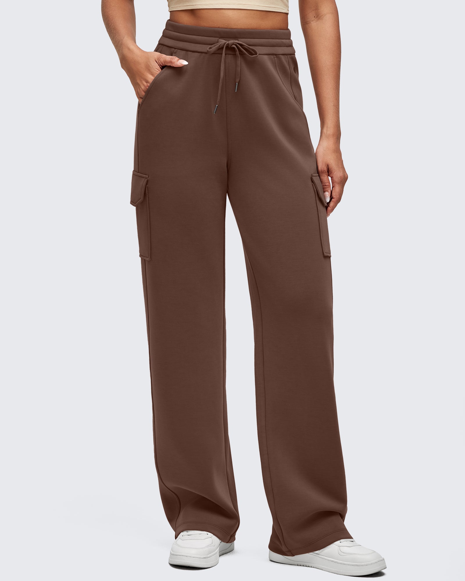 Smoofit Drawstring Wide Leg Pockets Cargo Sweatpants