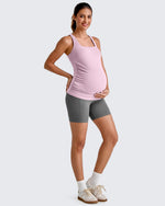 Square Neck Ruched Pregnancy Workout Tanks - G4Free