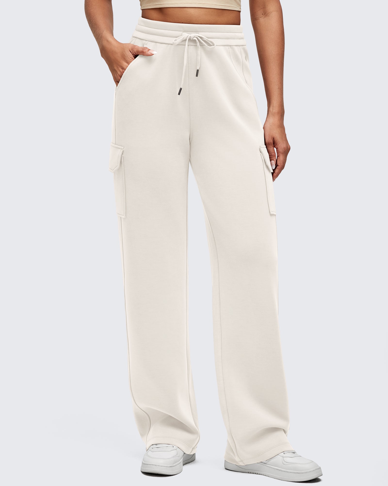 Smoofit Drawstring Wide Leg Pockets Cargo Sweatpants