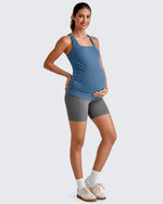 Square Neck Ruched Pregnancy Workout Tanks - G4Free