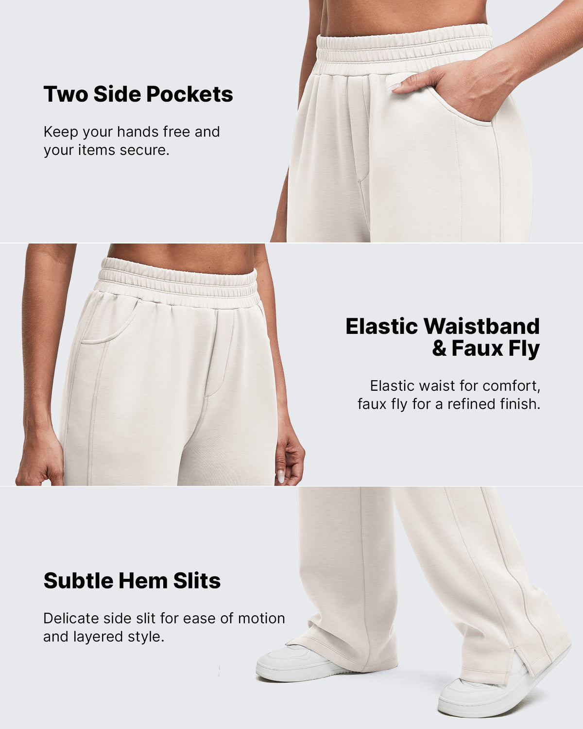 Smoofit High-Waist Side Slit Wide Leg Sweatpants