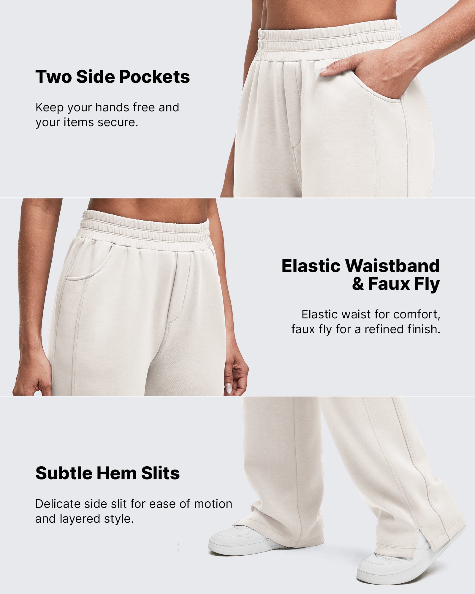 Smoofit High-Waist Side Slit Wide Leg Sweatpants