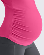 Lightweight V Neck Side Ruched Maternity Short Sleeve - G4Free