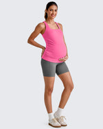Square Neck Ruched Pregnancy Workout Tanks - G4Free