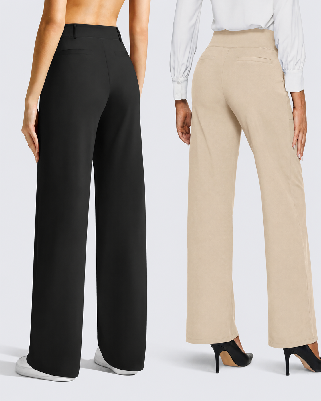 Pantalones de vestir de talle alto con trabillas y pierna ancha EverGoing