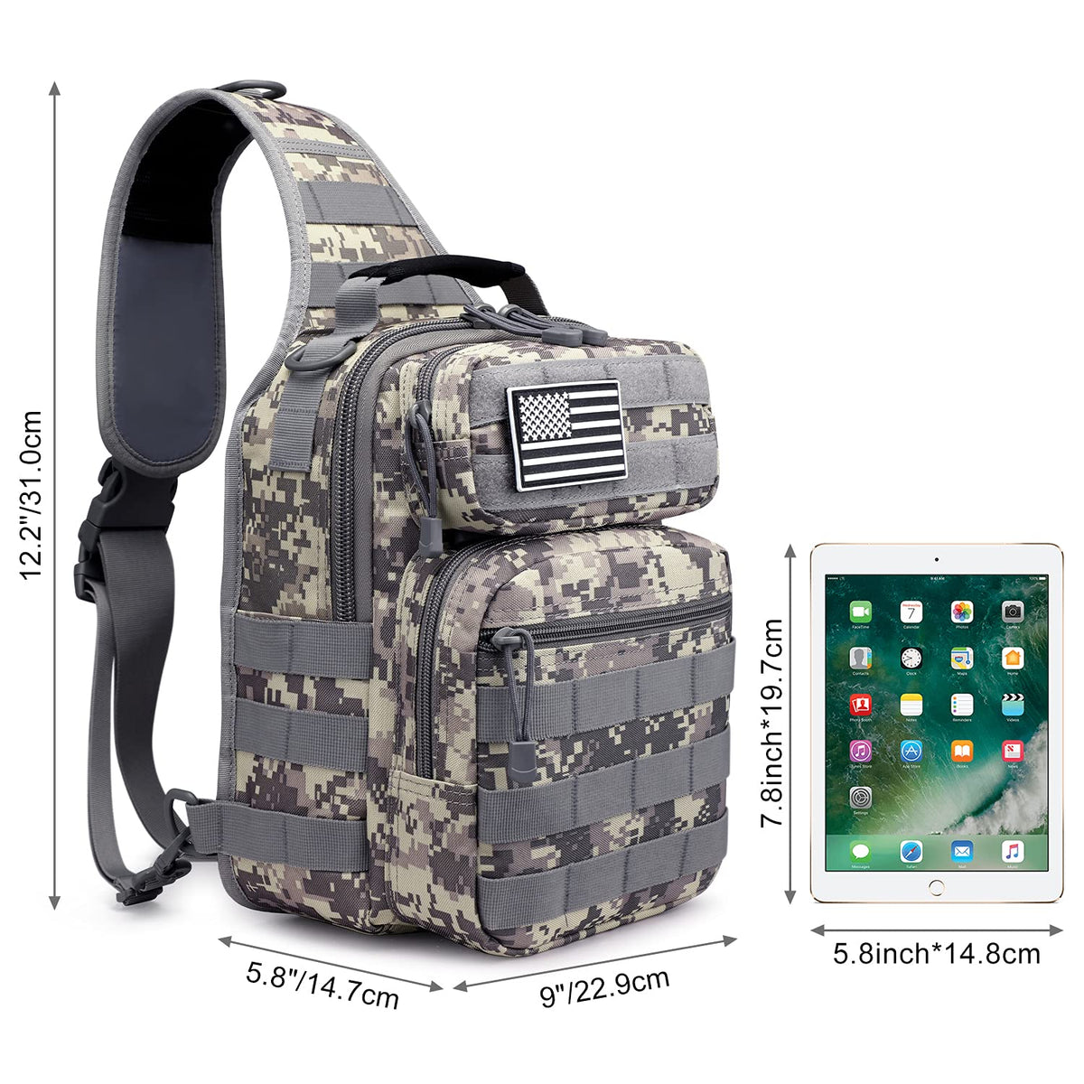 G4Free - 10L Military Tactical Sling Bag MOLLE EDC -D02V719F