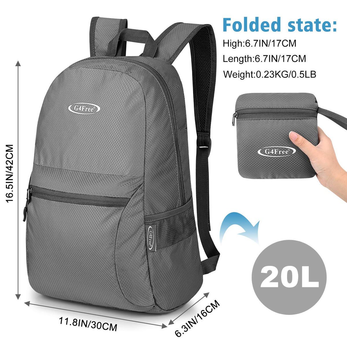 G4Free - 20L Lightweight Packable Backpack -D04V650A-D04V650B-D04V650H-D04V650D-D04V650C
