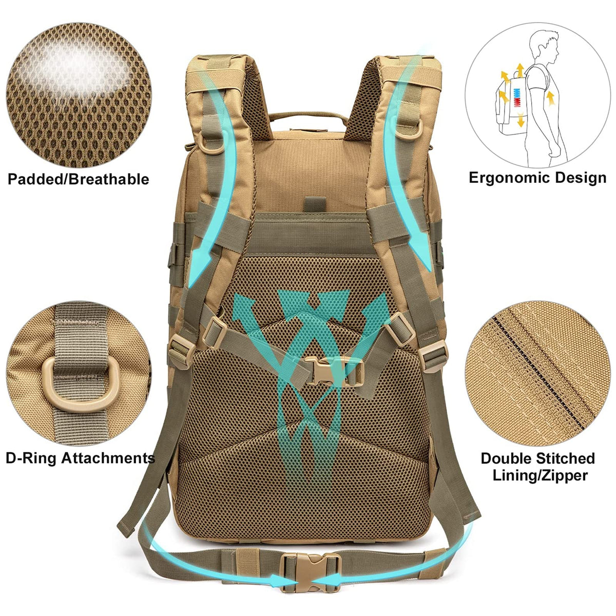 G4Free - 45L Men's Military Tactical Backpack Bug Out Bag -D02V667B