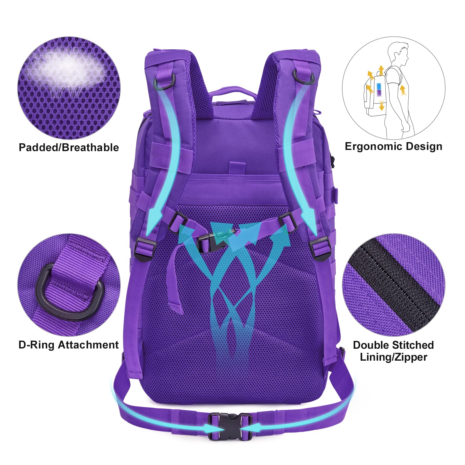 G4Free - 45L Men's Military Tactical Backpack Bug Out Bag -D02V667B