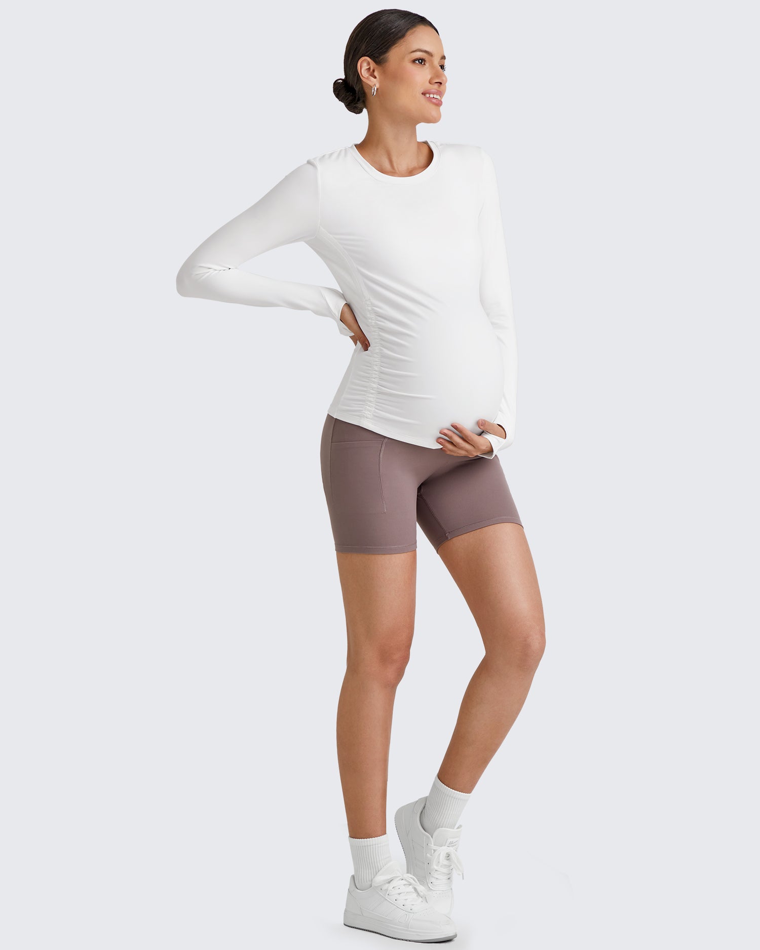 G4Free - BareFeel Crew Neck Ruches Maternity Long Sleeve -GF25BY380CA-S