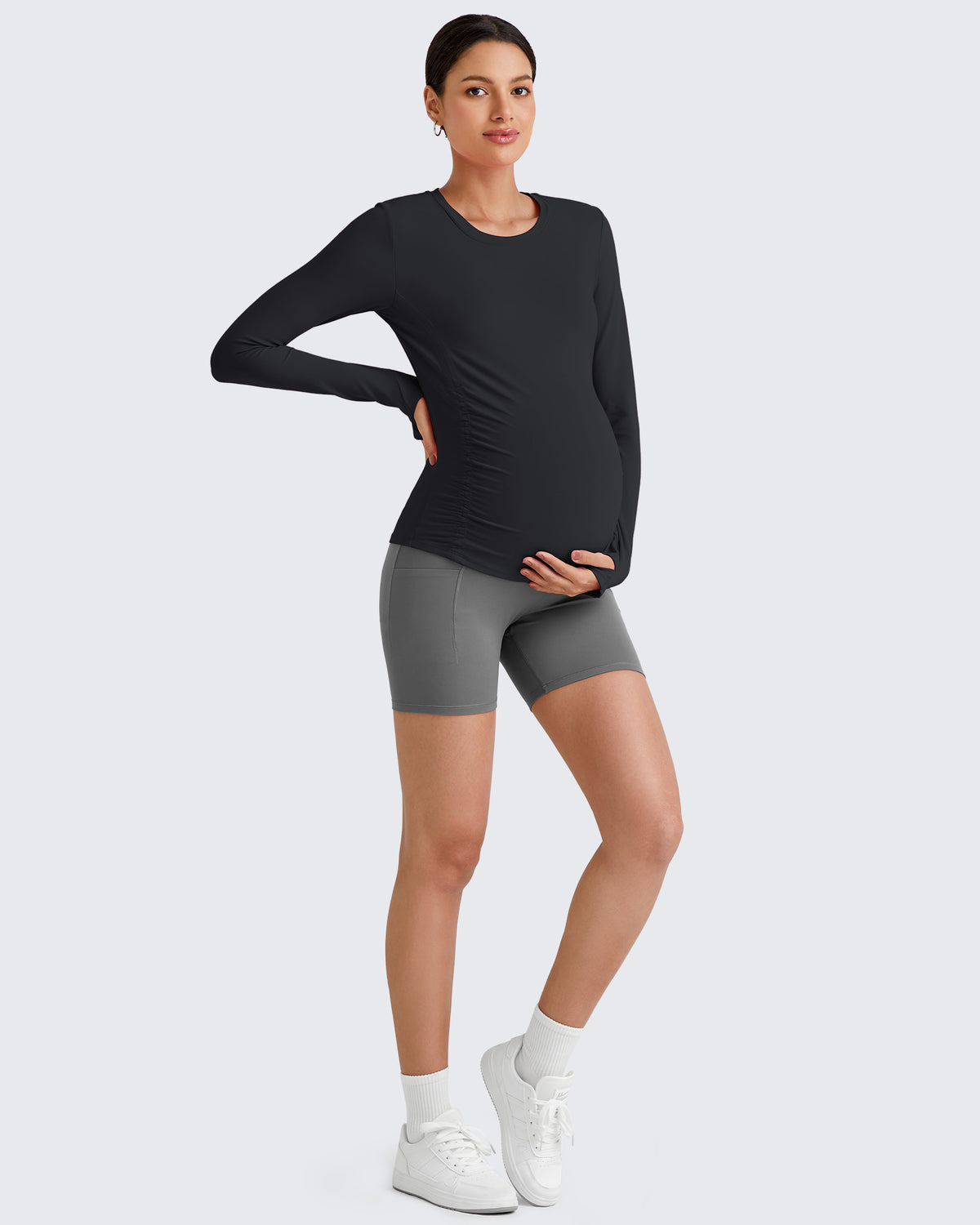 G4Free - BareFeel Crew Neck Ruches Maternity Long Sleeve -GF25BY380CA-S