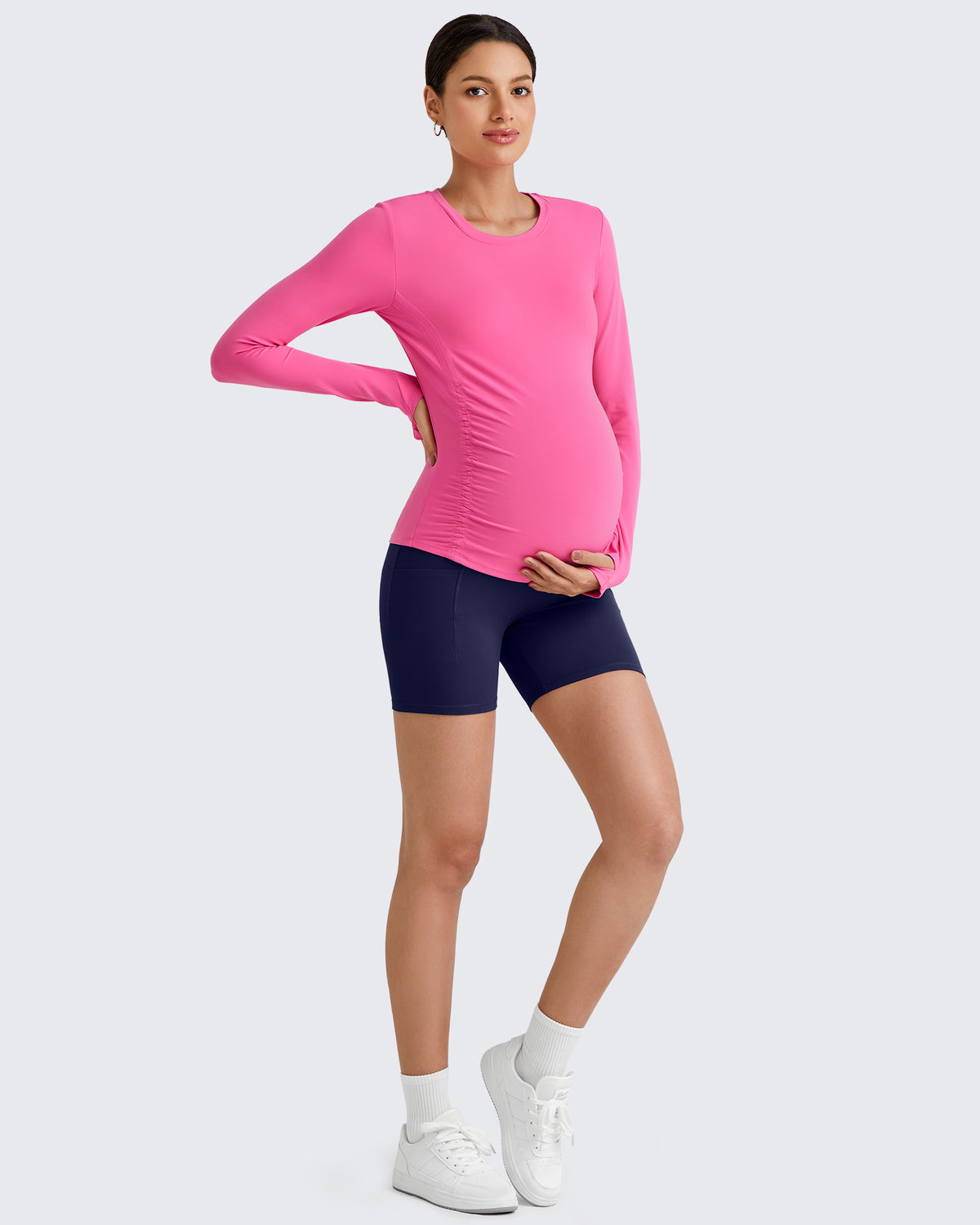 G4Free - BareFeel Crew Neck Ruches Maternity Long Sleeve -GF25BY380CA-S