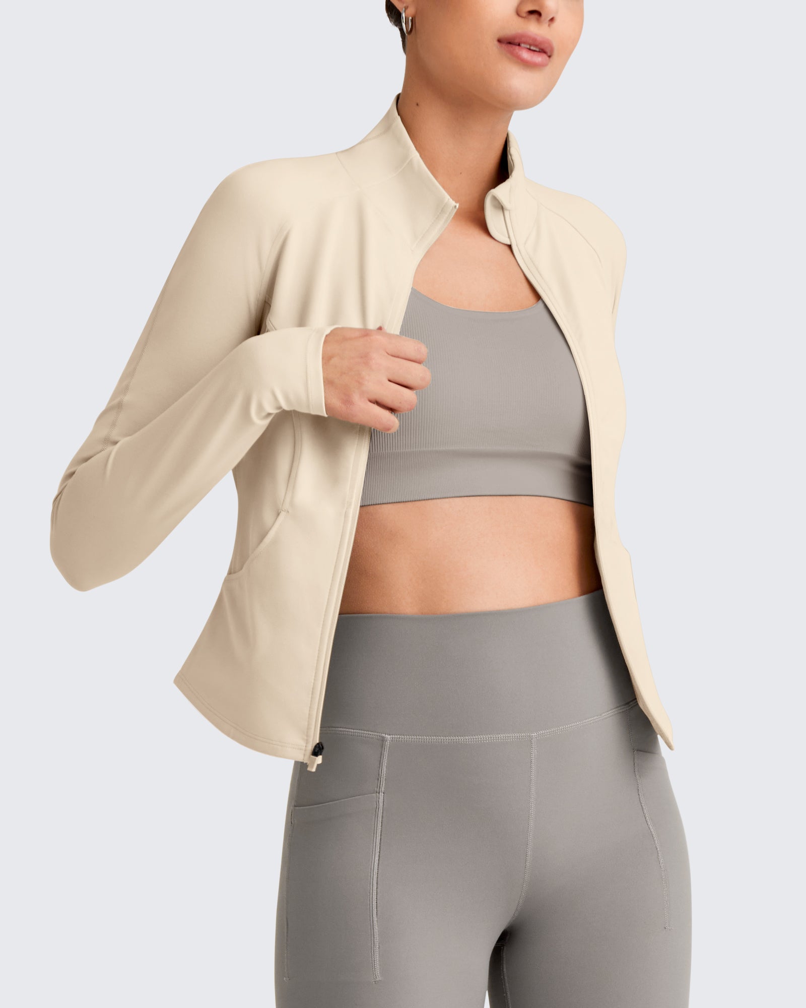 G4Free - BareFeel Cropped Slim Fit Full Zip Workout Jackets -GF25M411AA-S