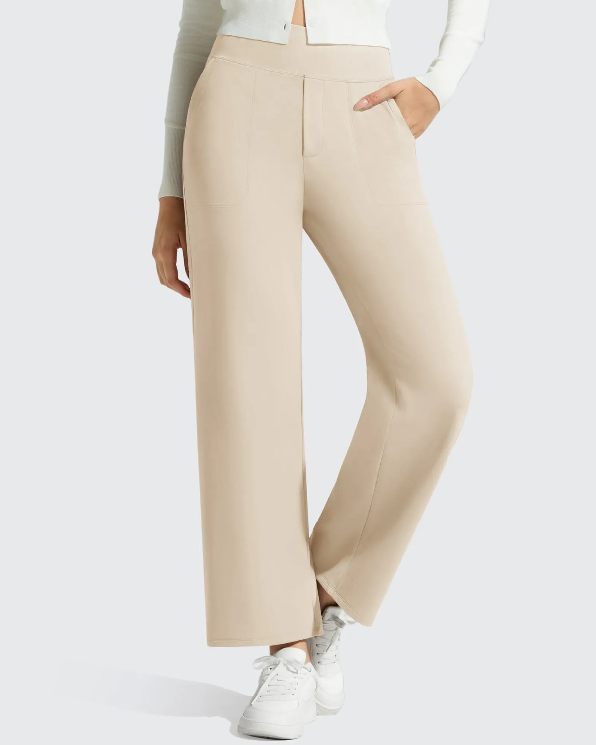G4Free - BareFeel Faux Fly Ankle Length Casual Dress Pants -GF26J775A001A-S