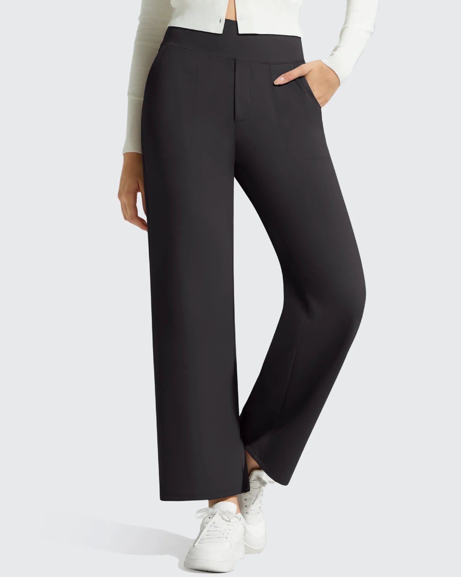 G4Free - BareFeel Faux Fly Ankle Length Casual Dress Pants -GF26J775A001A-S