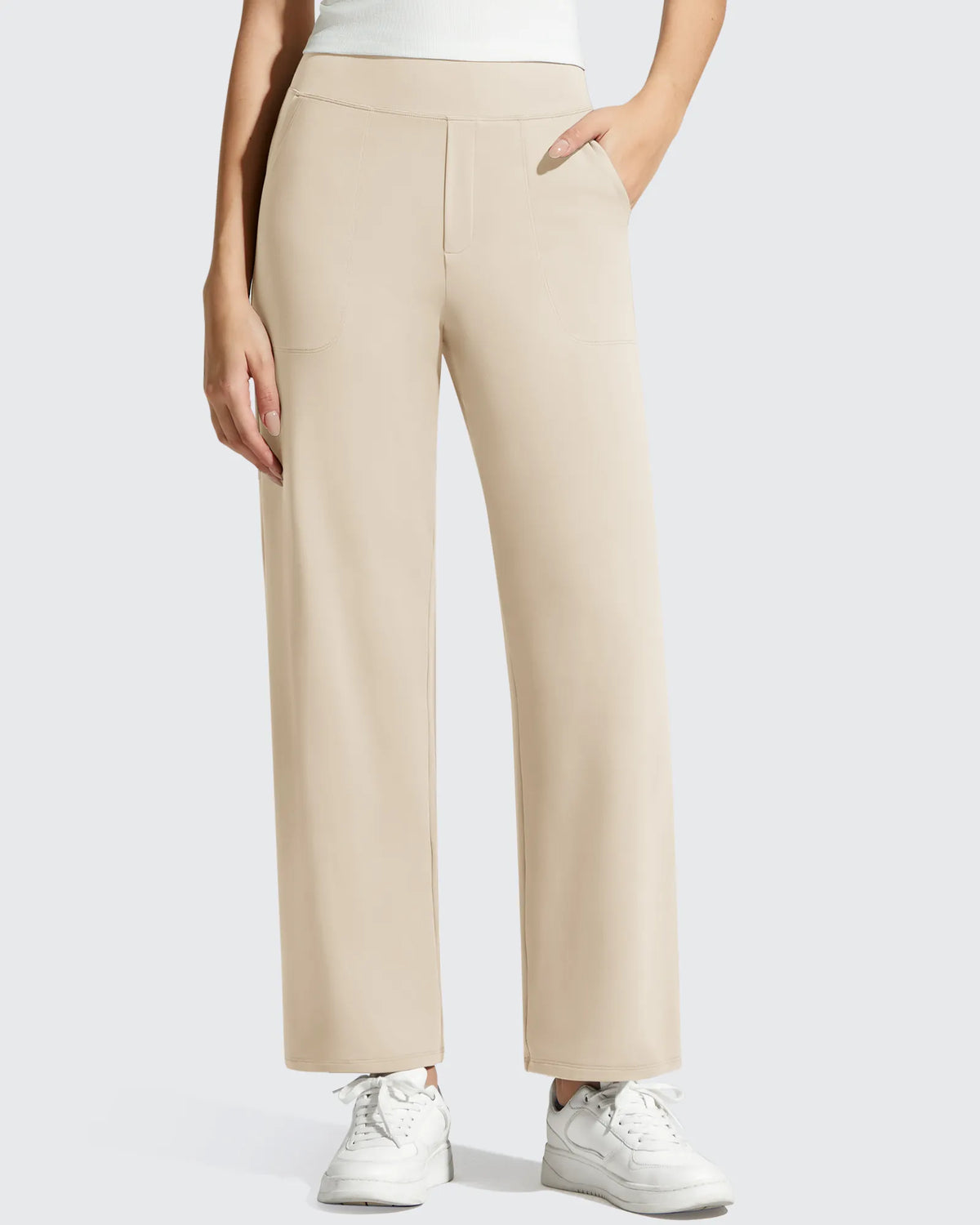 G4Free - BareFeel Faux Fly Ankle Length Casual Dress Pants -GF26J775A001A-S