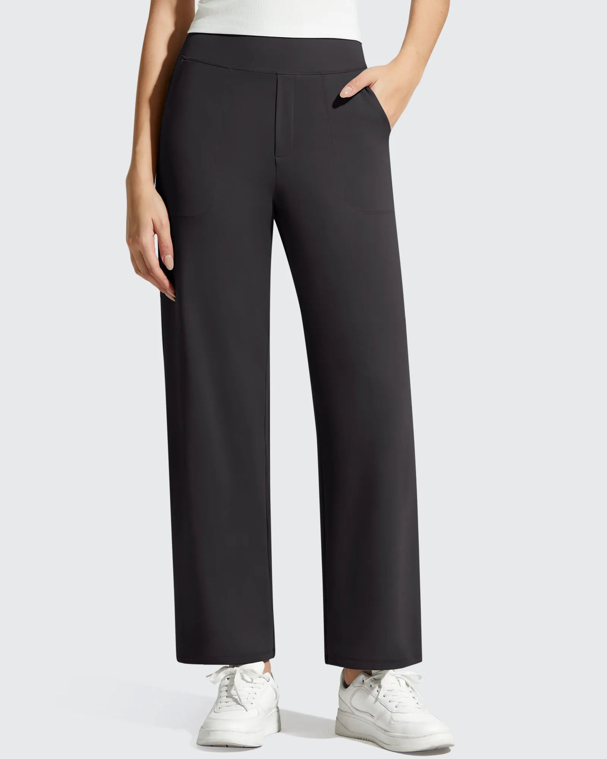 G4Free - BareFeel Faux Fly Ankle Length Casual Dress Pants -GF26J775A001A-S