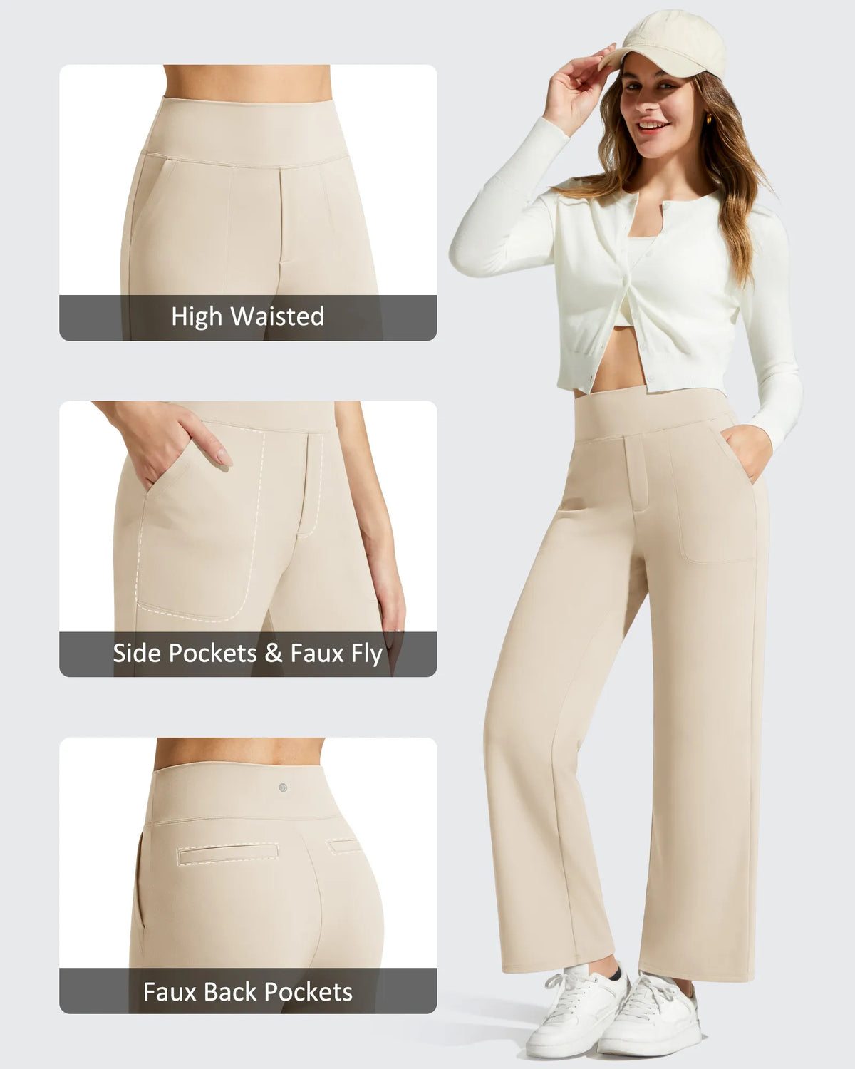 G4Free - BareFeel Faux Fly Ankle Length Casual Dress Pants -GF26J775A001A-S