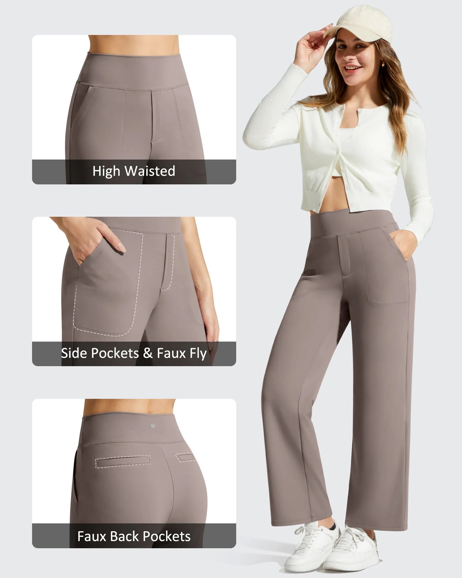 G4Free - BareFeel Faux Fly Ankle Length Casual Dress Pants -GF26J775A001A-S