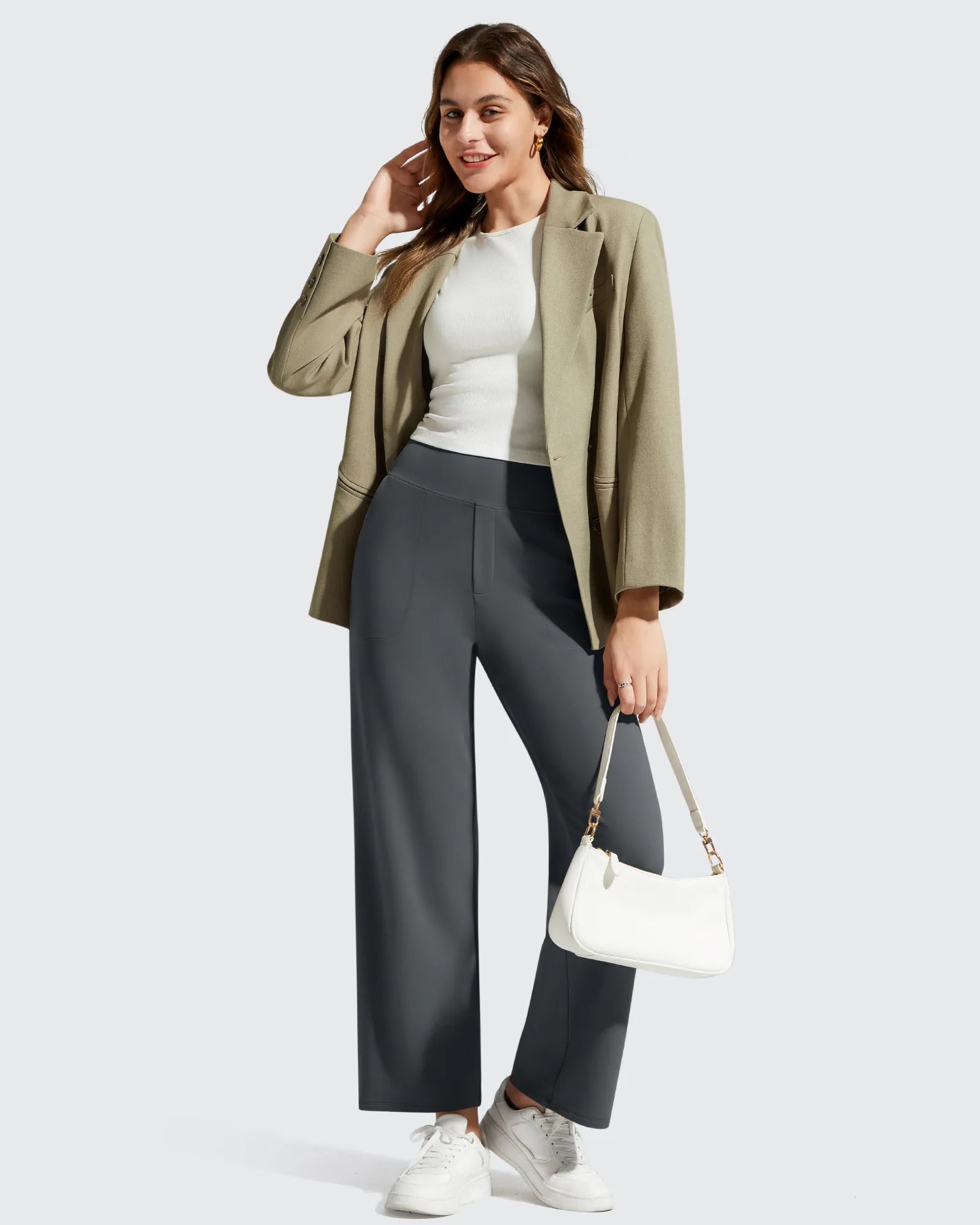G4Free - BareFeel Faux Fly Ankle Length Casual Dress Pants -GF26J775A001A-S