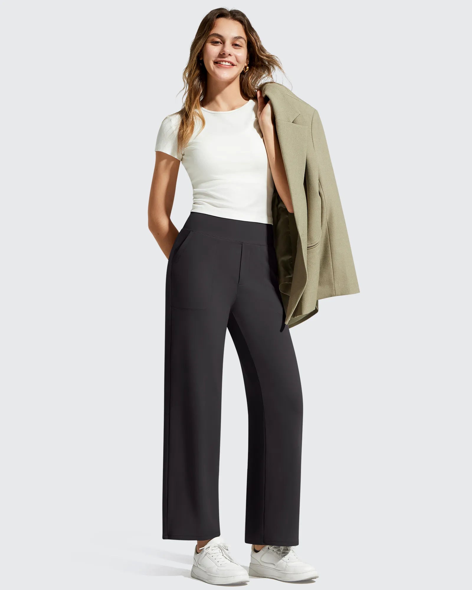 G4Free - BareFeel Faux Fly Ankle Length Casual Dress Pants -GF26J775A001A-S