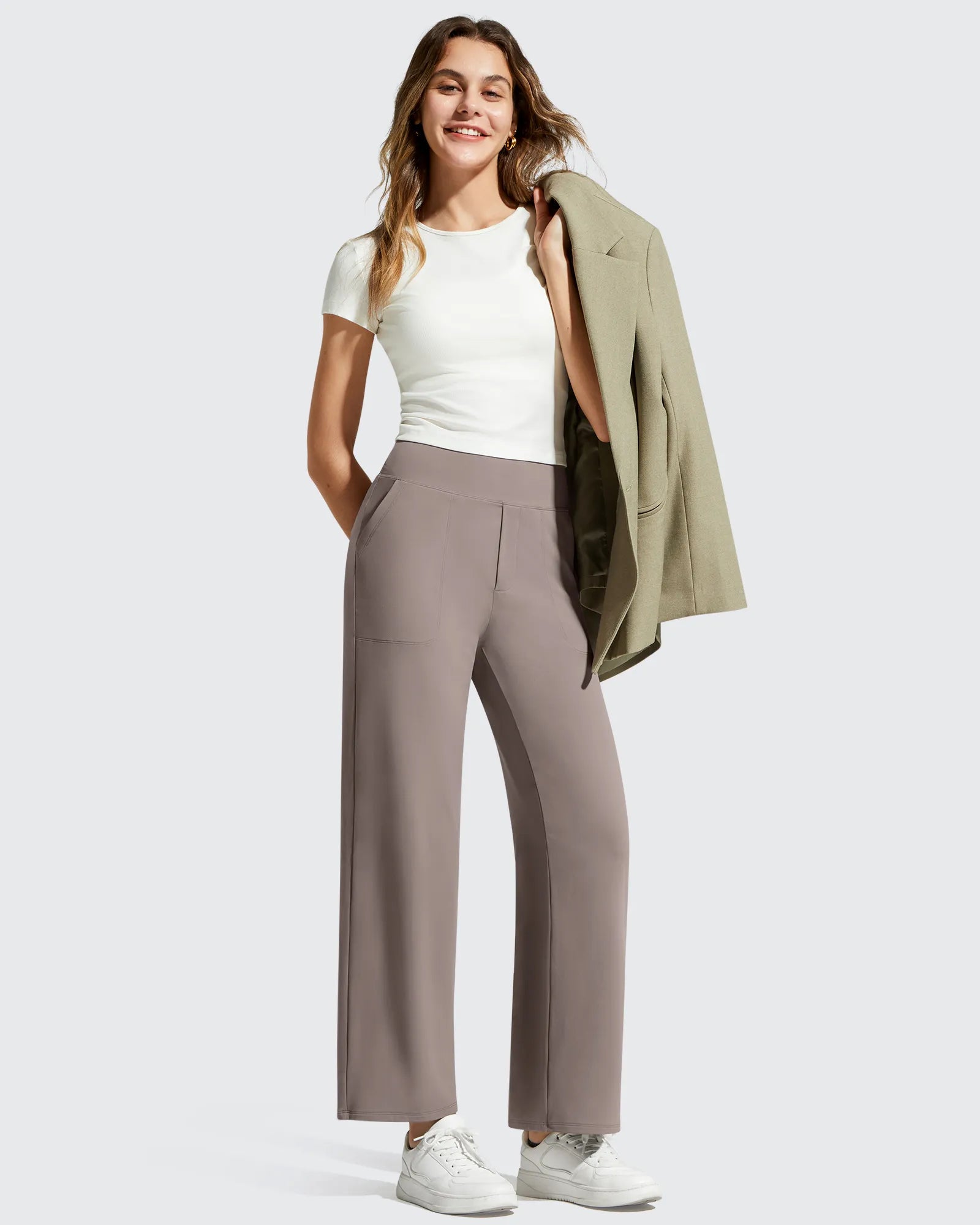 G4Free - BareFeel Faux Fly Ankle Length Casual Dress Pants -GF26J775A001A-S