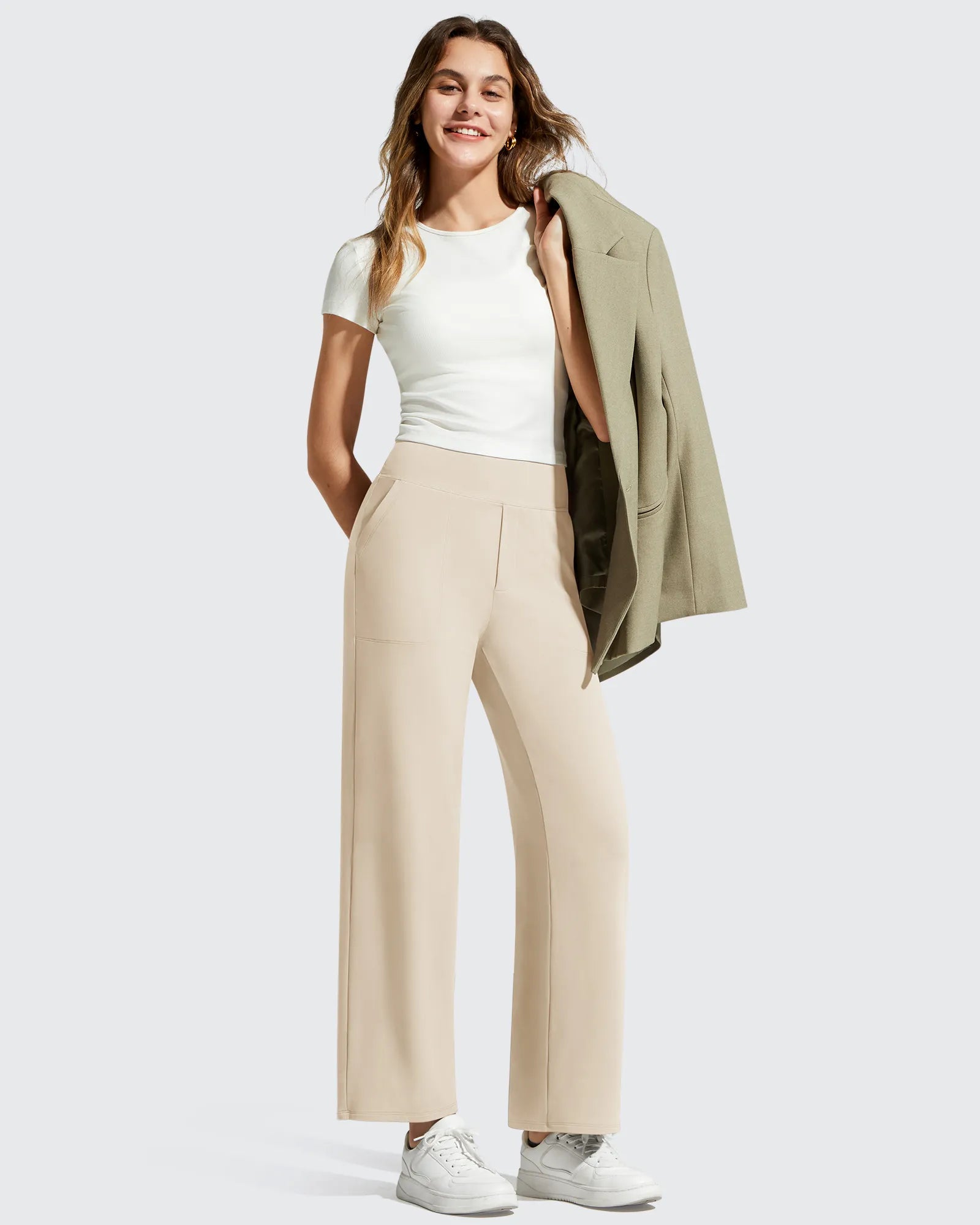 G4Free - BareFeel Faux Fly Ankle Length Casual Dress Pants -GF26J775A001A-S