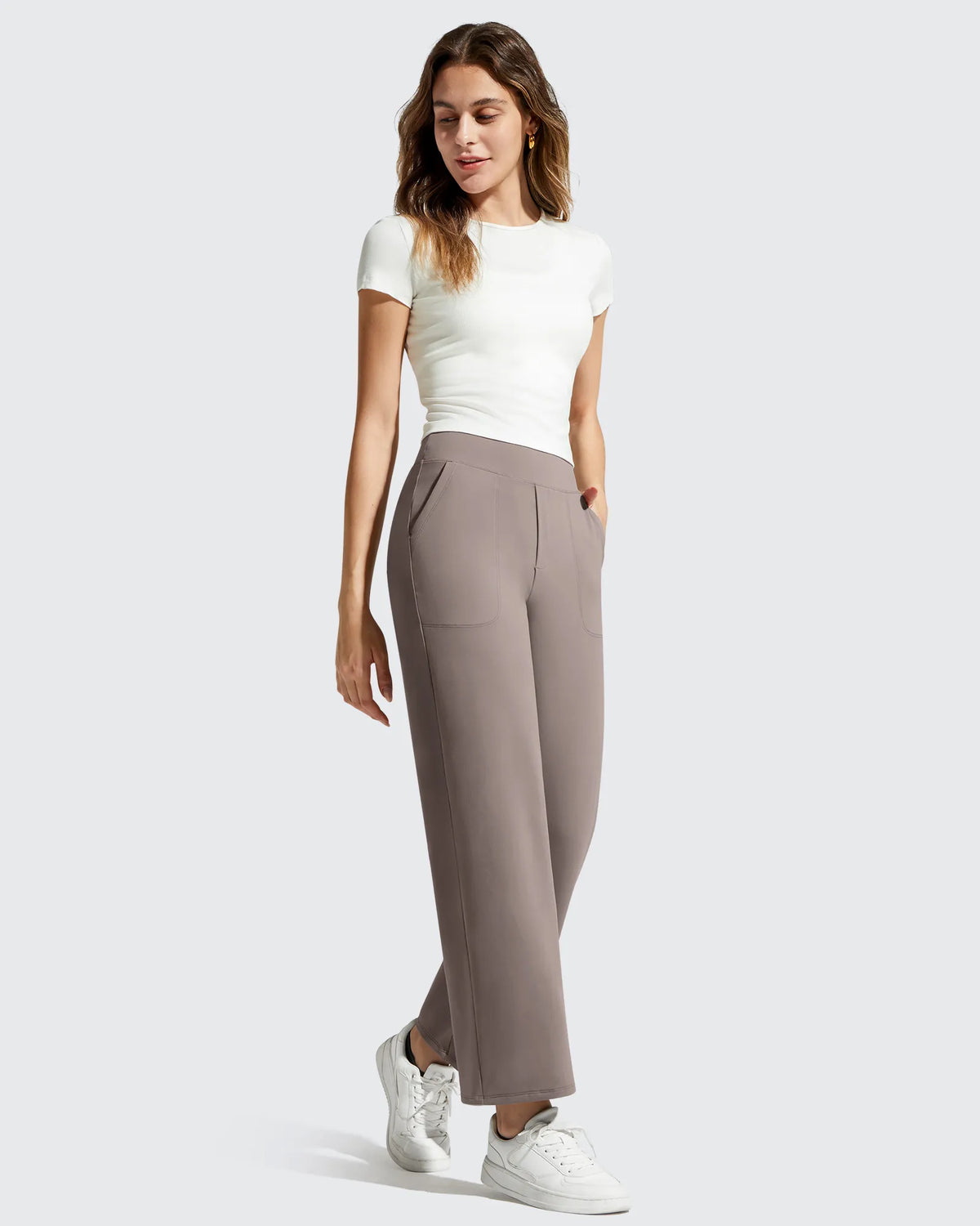 G4Free - BareFeel Faux Fly Ankle Length Casual Dress Pants -GF26J775A001A-S