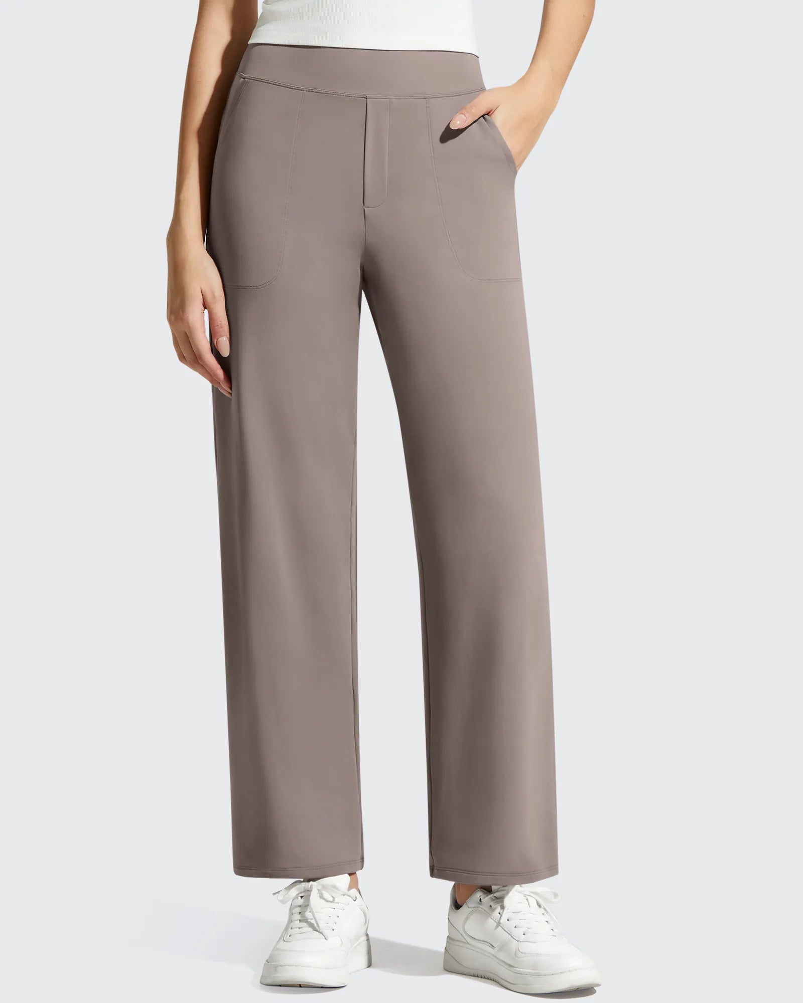 G4Free - BareFeel Faux Fly Ankle Length Casual Dress Pants -GF26J775C007A-S