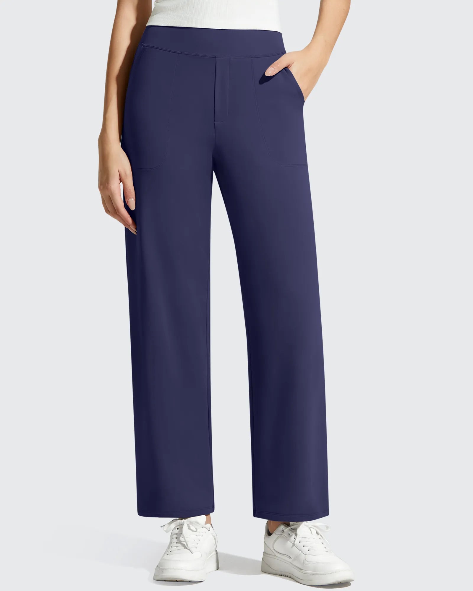 G4Free - BareFeel Faux Fly Ankle Length Casual Dress Pants -GF26J775D018A-S